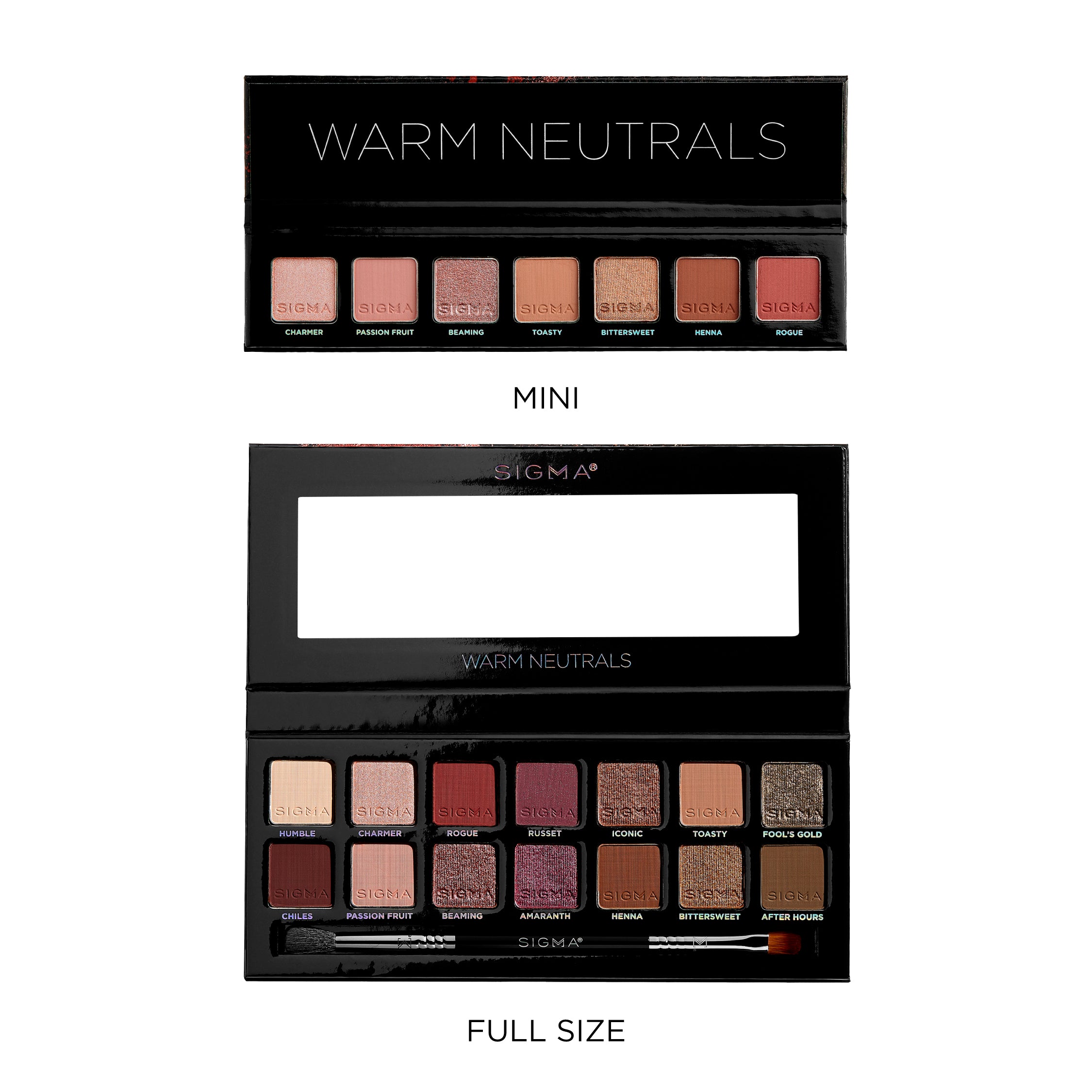Warm Neutrals Eyeshadow Palettes Mini and Full Size compared 